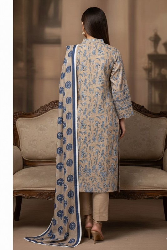 3pc-UnStitch Luxury Lawn Suit EL02