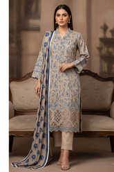 3pc-UnStitch Luxury Lawn Suit EL02