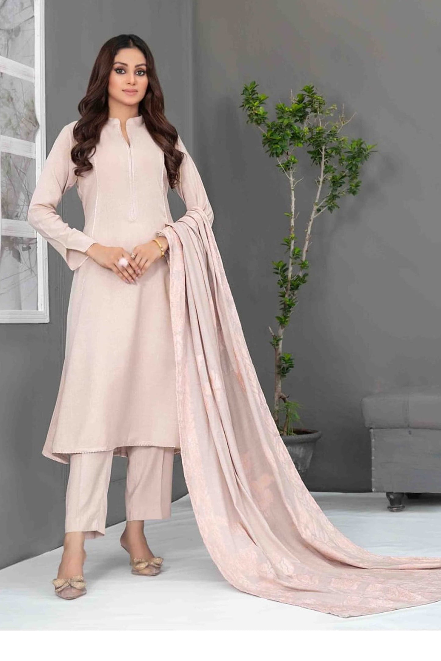 3pc Marina Peach Leather Suit D3855