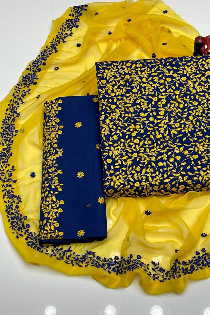 3pc-UnStitch Luxury Lawn Embroidered Suit EL11