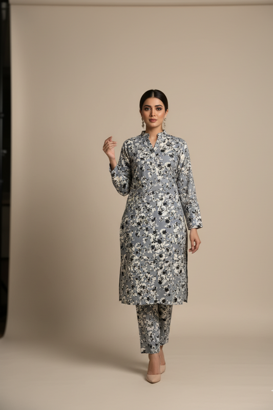 UnStitch 2pc-Printed Stone Linen Suit SL2P05