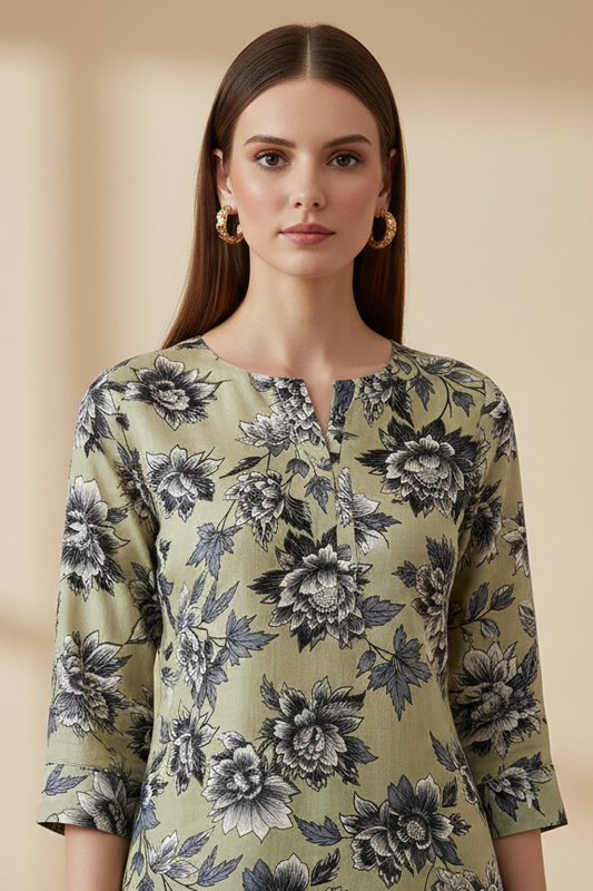 UnStitch 2pc-Printed Stone Linen Suit SL2P08