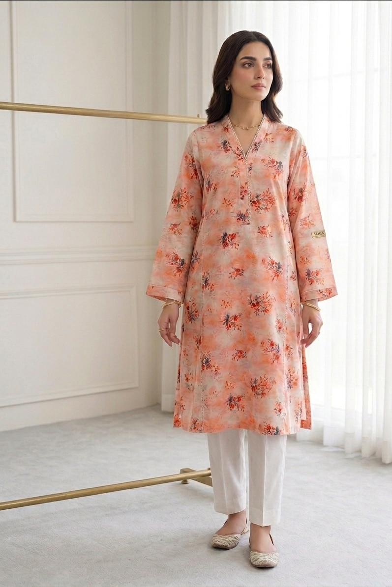 2PC-Unstitch Printed Embroidered Chikankari Lawn Suit 2PEC12