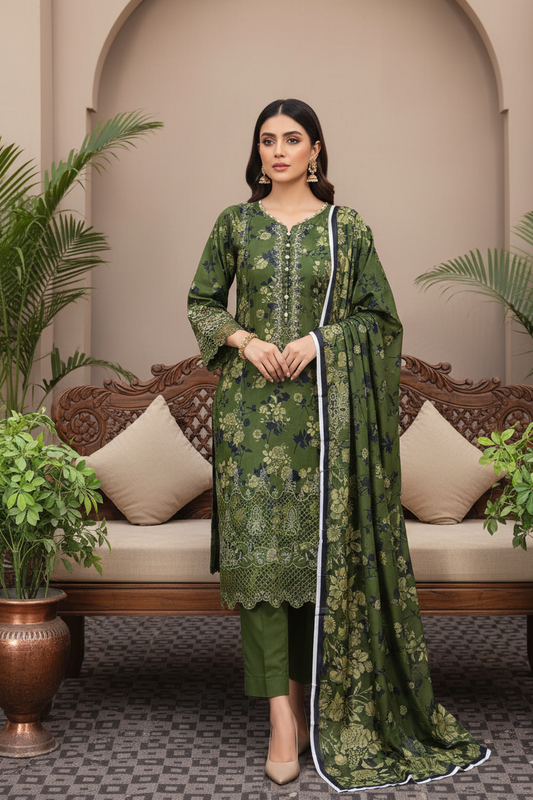 3pc-UnStitch Luxury Lawn Suit EL05