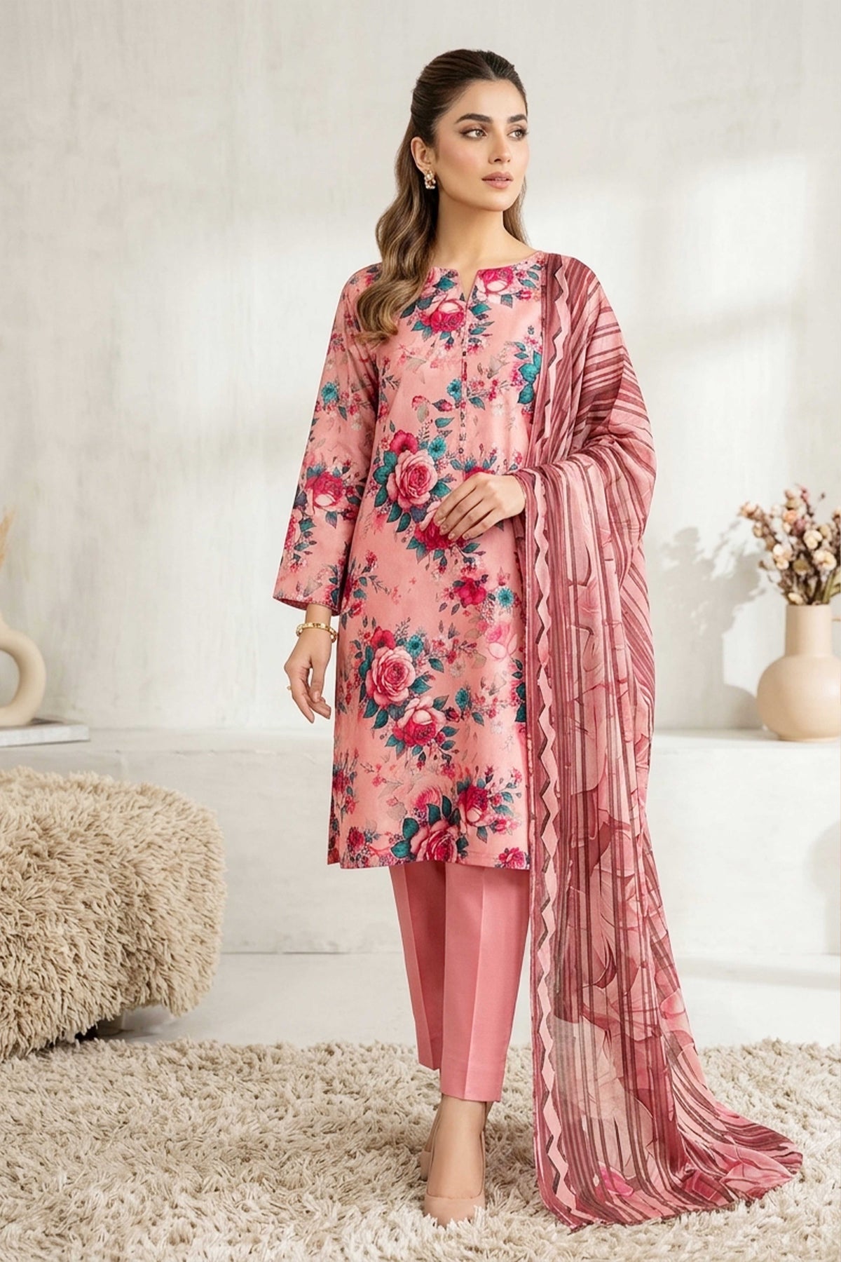 3PC- Printed Lawn Suit  3PL01
