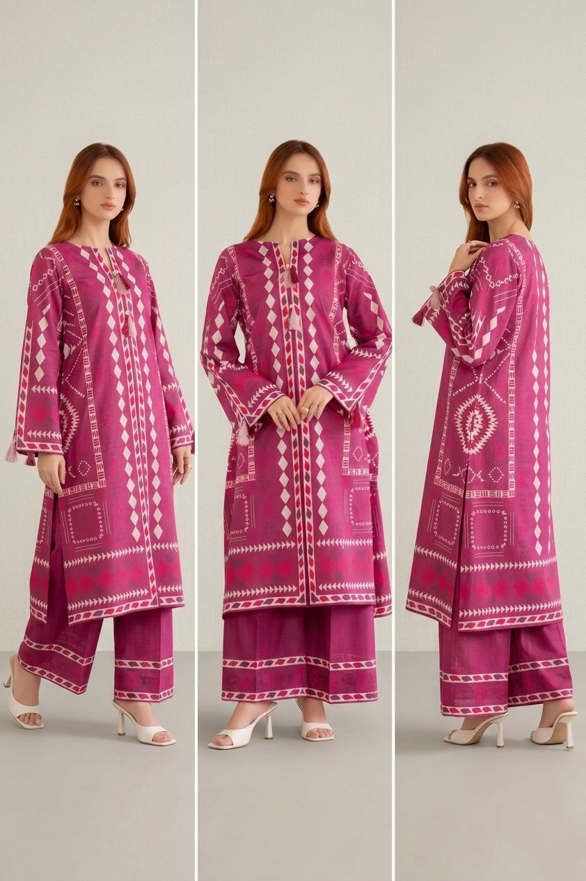 Un-Stitch 2pc-Printed Lawn Suit D334