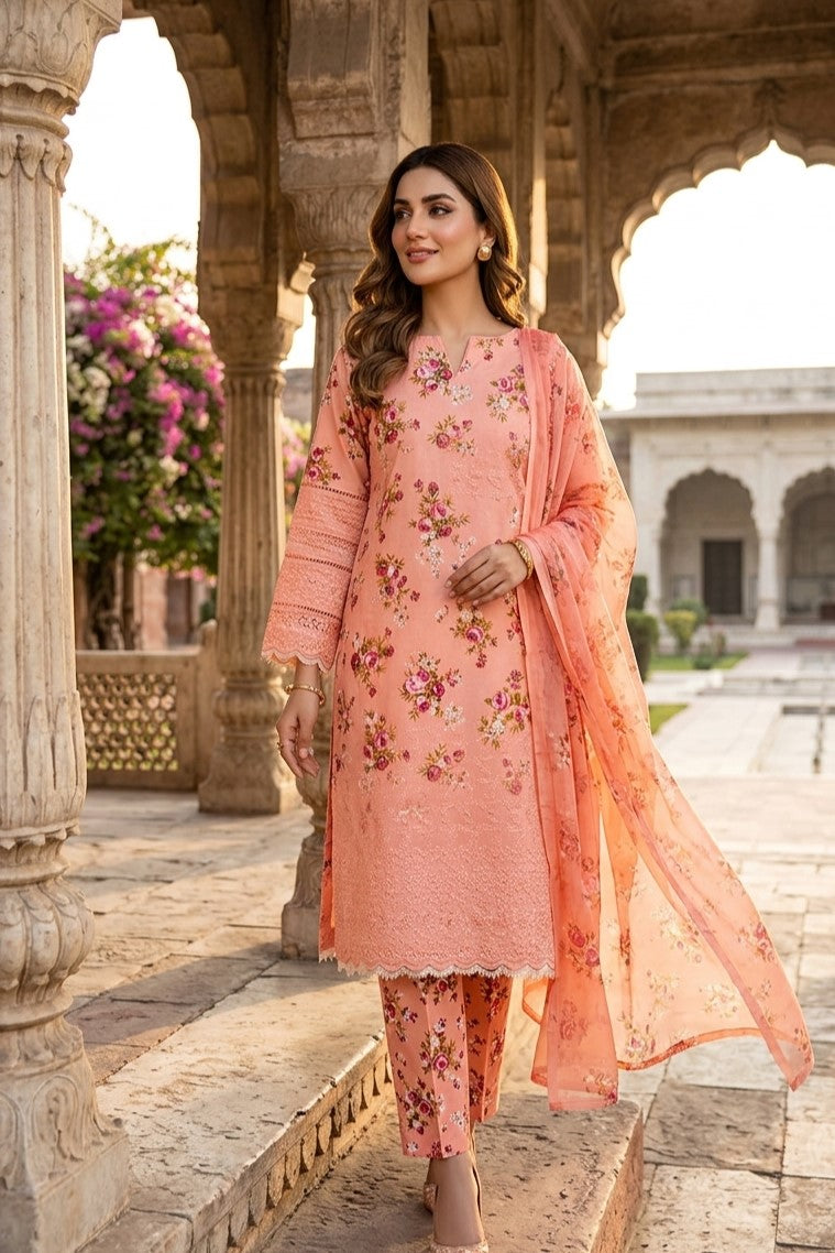 3PC-Unstitch Embroidered Lawn Suit EBS10
