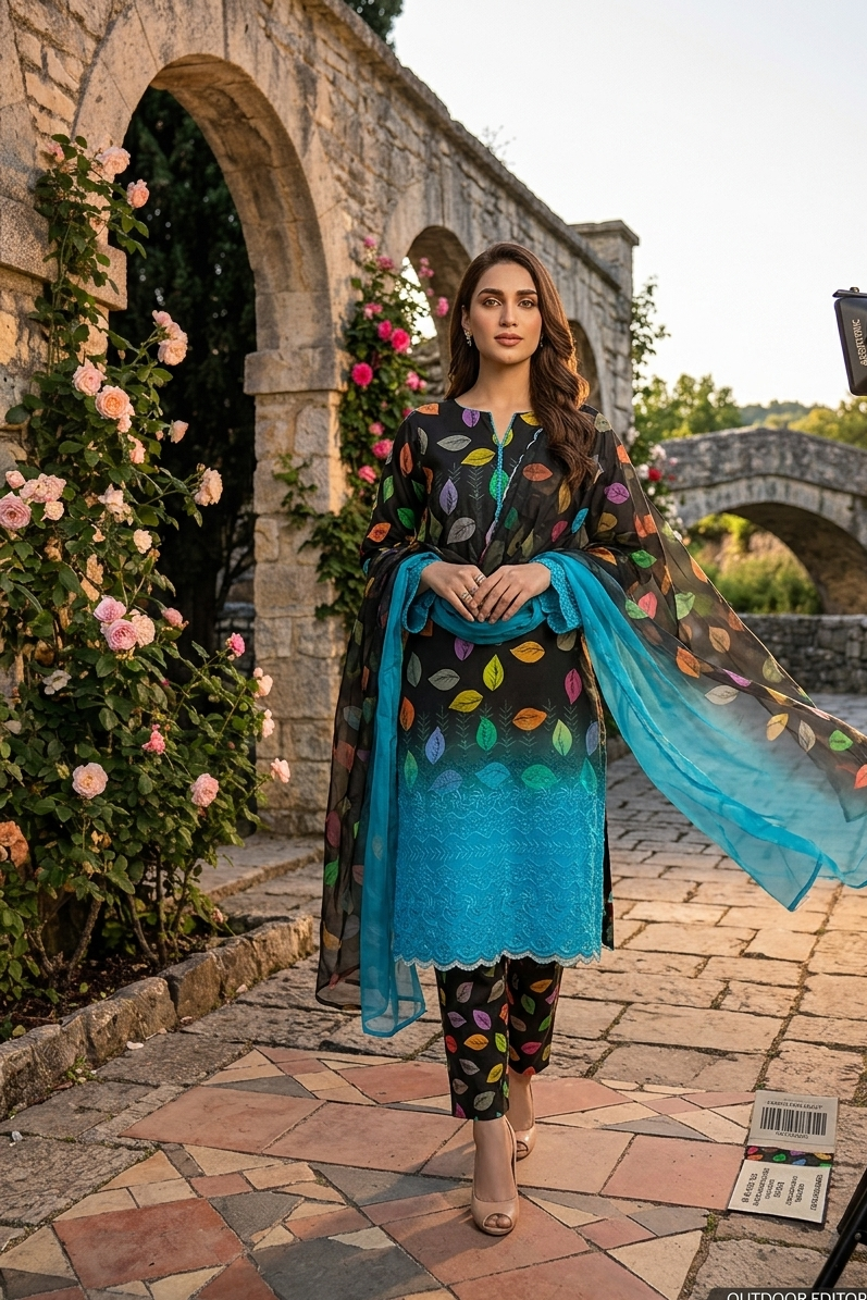 3PC-Unstitch Embroidered Lawn Suit EBS01
