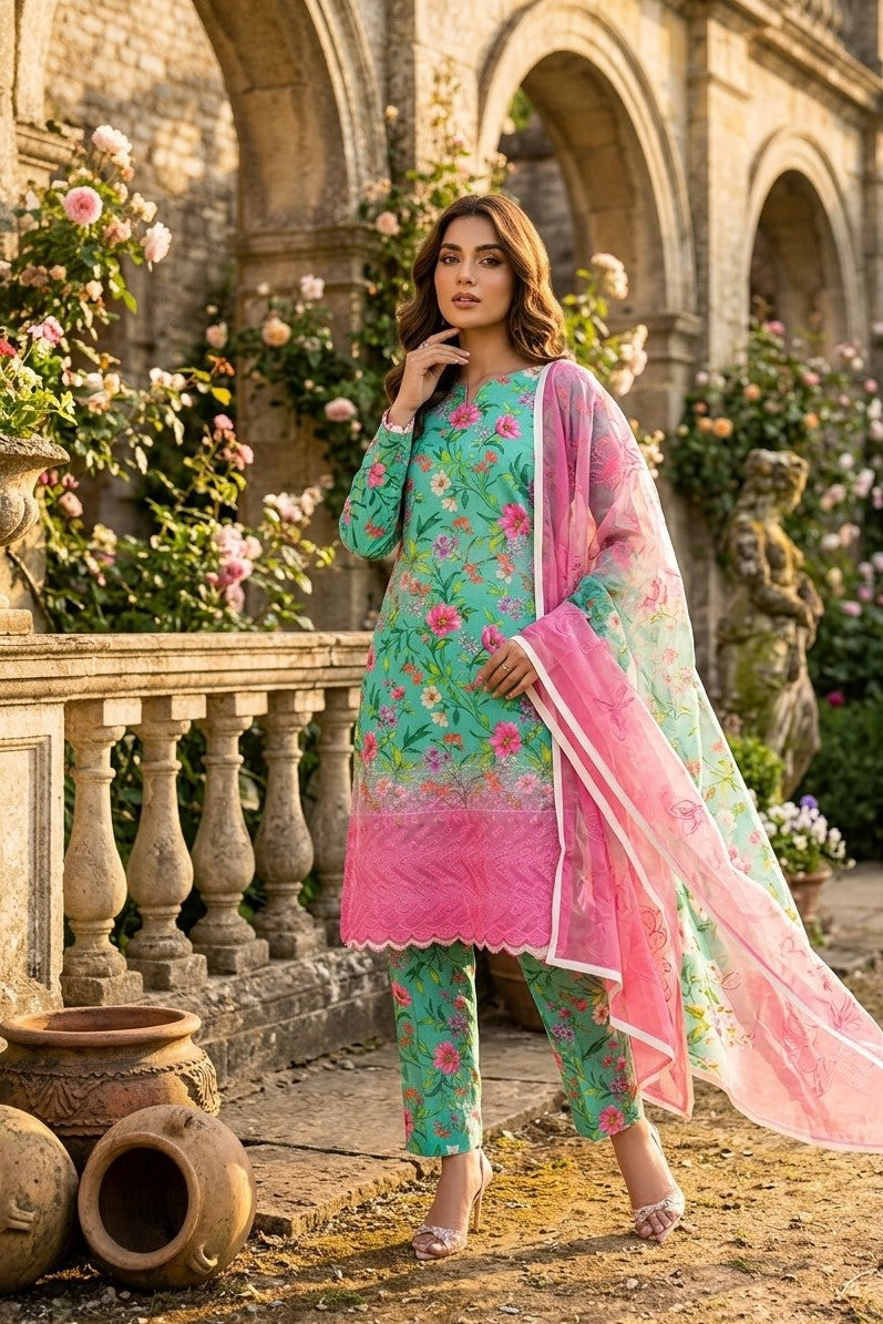 3PC-Unstitch Embroidered Lawn Suit EBS04