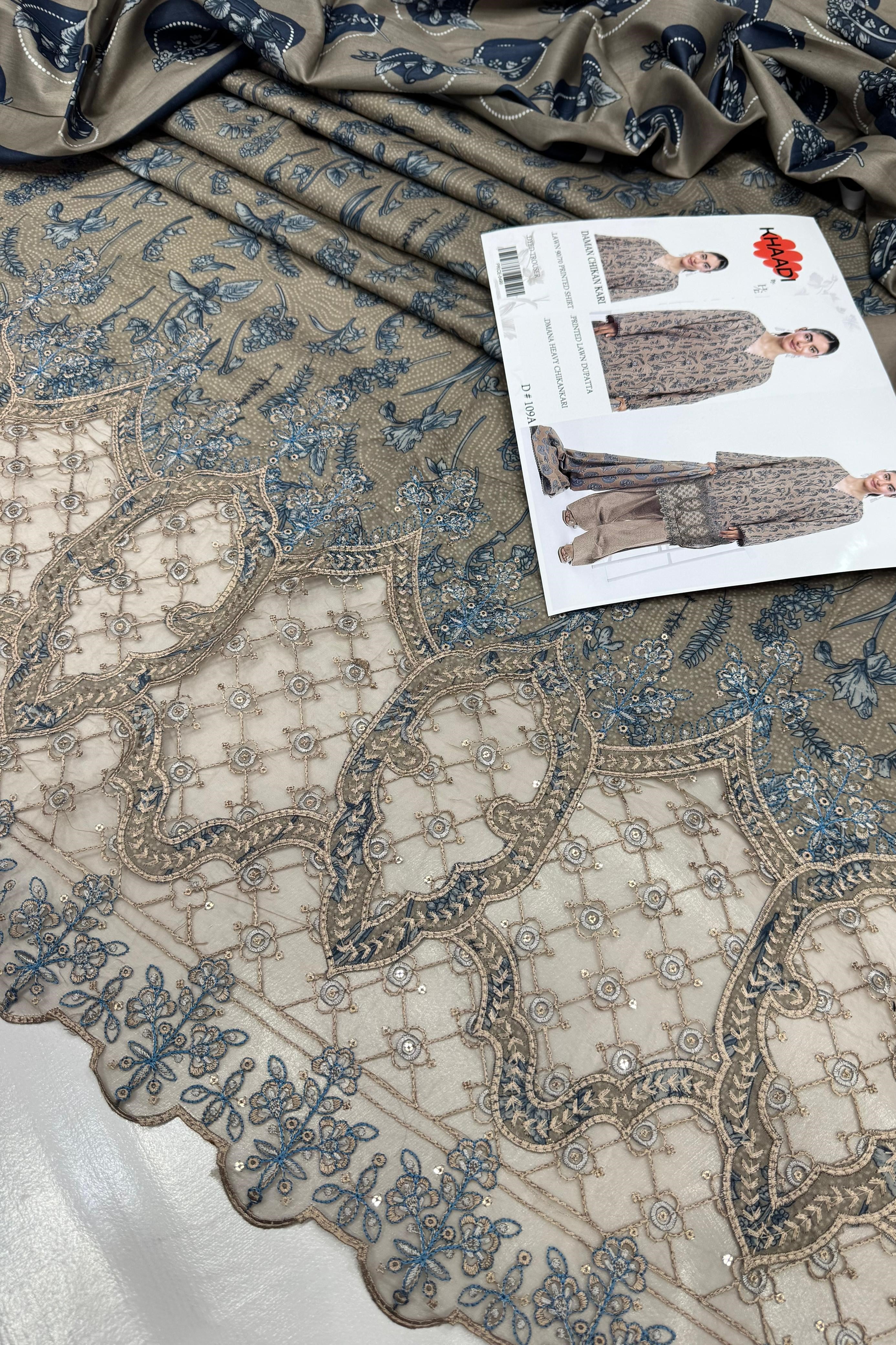 3pc-UnStitch Luxury Lawn Suit EL02