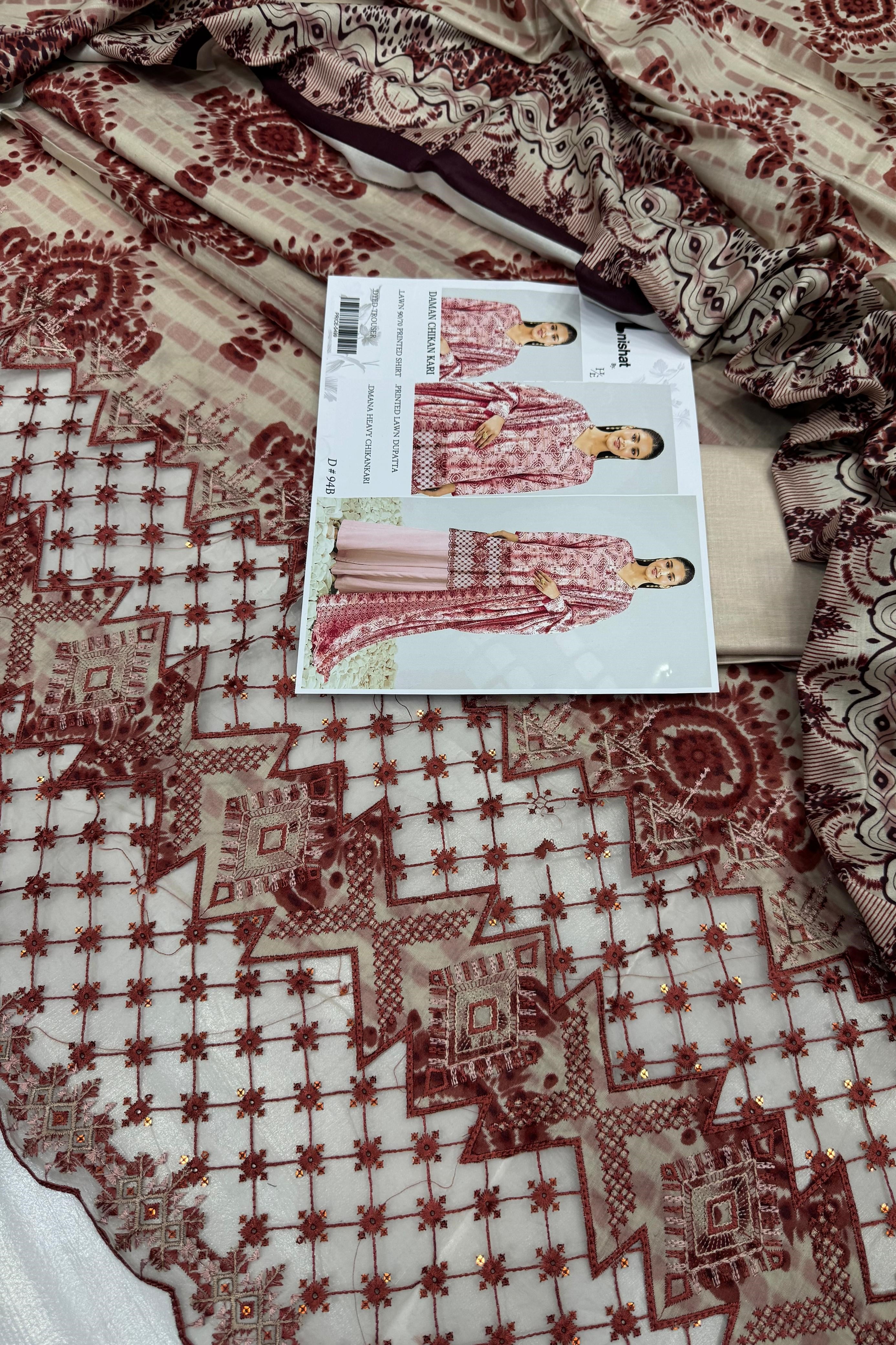 3pc-UnStitch Luxury Lawn Suit EL08