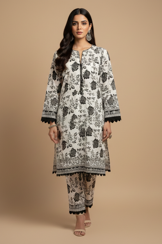 UnStitch 2pc-Printed Stone Linen Suit SL2P20