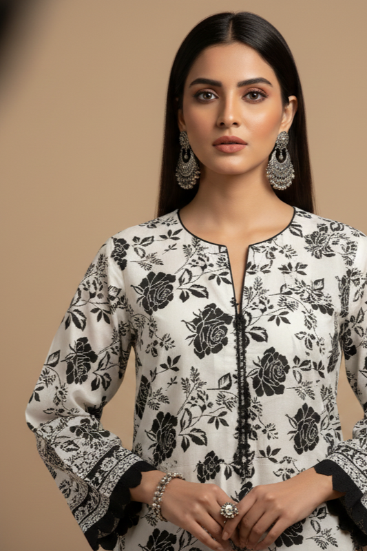 UnStitch 2pc-Printed Stone Linen Suit SL2P20