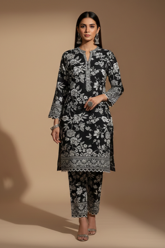 UnStitch 2pc-Printed Stone Linen Suit SL2P22