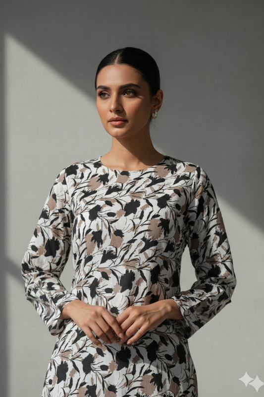 UnStitch 2pc-Printed Stone Linen Suit SL2P03