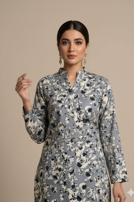 UnStitch 2pc-Printed Stone Linen Suit SL2P05
