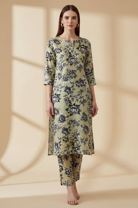 UnStitch 2pc-Printed Stone Linen Suit SL2P08