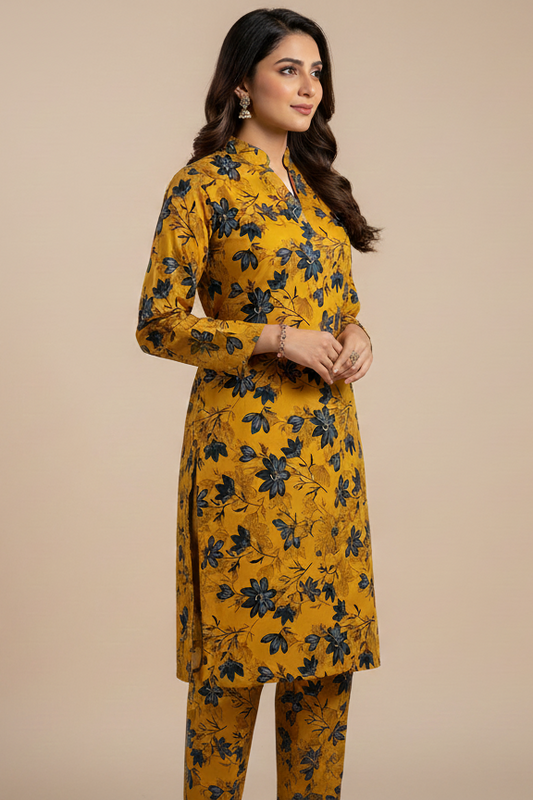 UnStitch 2pc-Printed Stone Linen Suit SL2P07