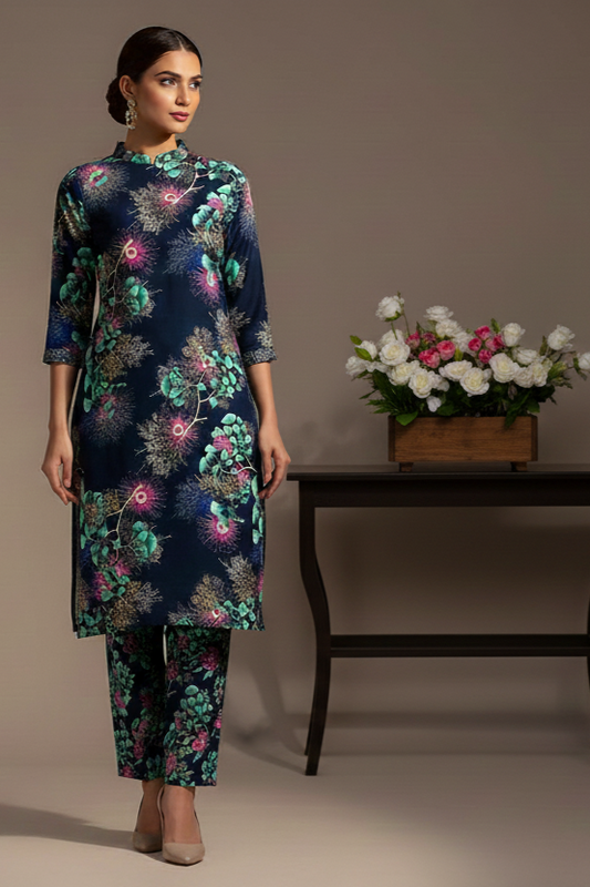 UnStitch 2pc-Printed Stone Linen Suit SL2P91