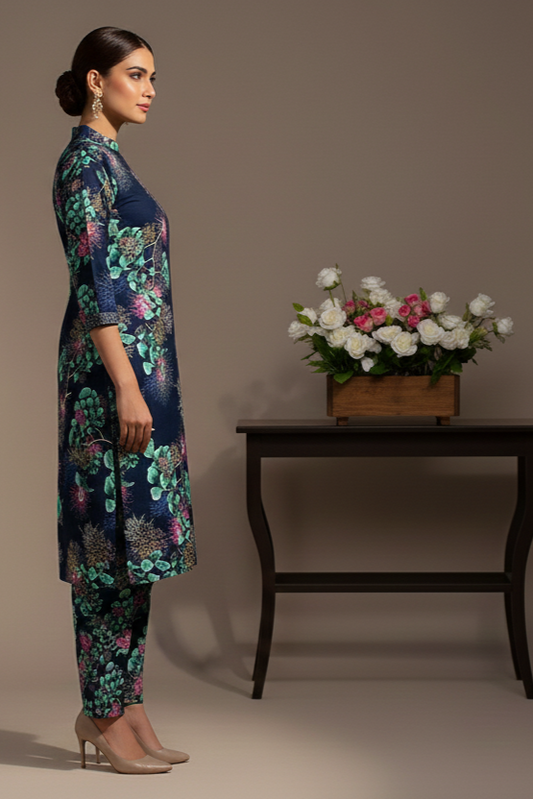 UnStitch 2pc-Printed Stone Linen Suit SL2P91