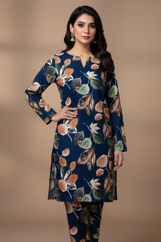 UnStitch 2pc-Printed Stone Linen Suit SL2P94