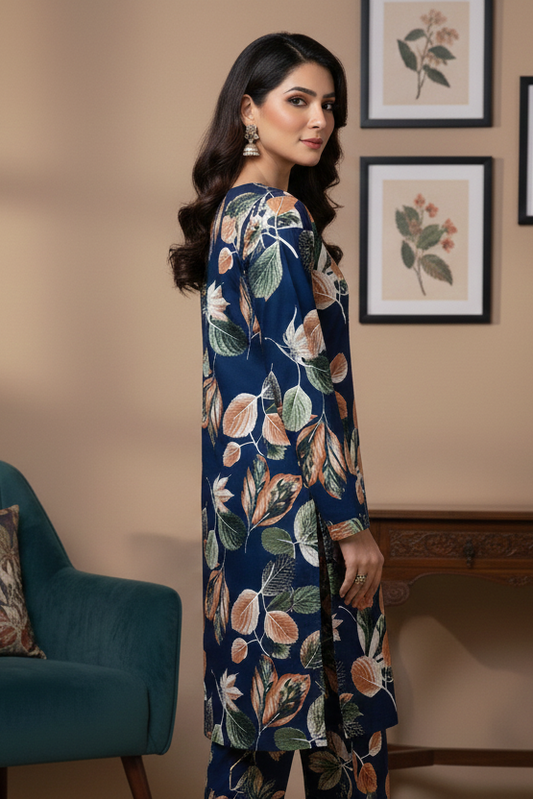 UnStitch 2pc-Printed Stone Linen Suit SL2P94