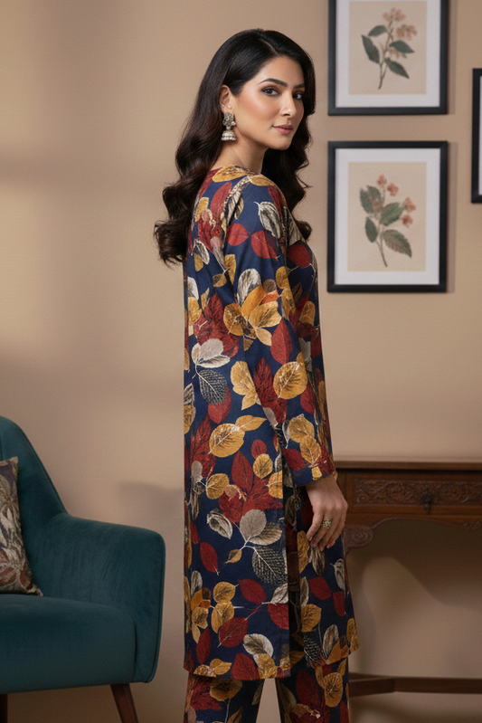 UnStitch 2pc-Printed Stone Linen Suit SL2P95