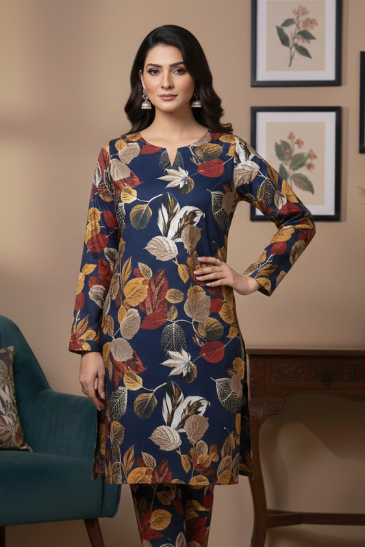 UnStitch 2pc-Printed Stone Linen Suit SL2P95