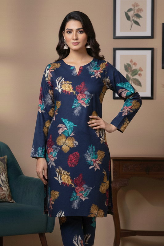 UnStitch 2pc-Printed Stone Linen Suit SL2P96