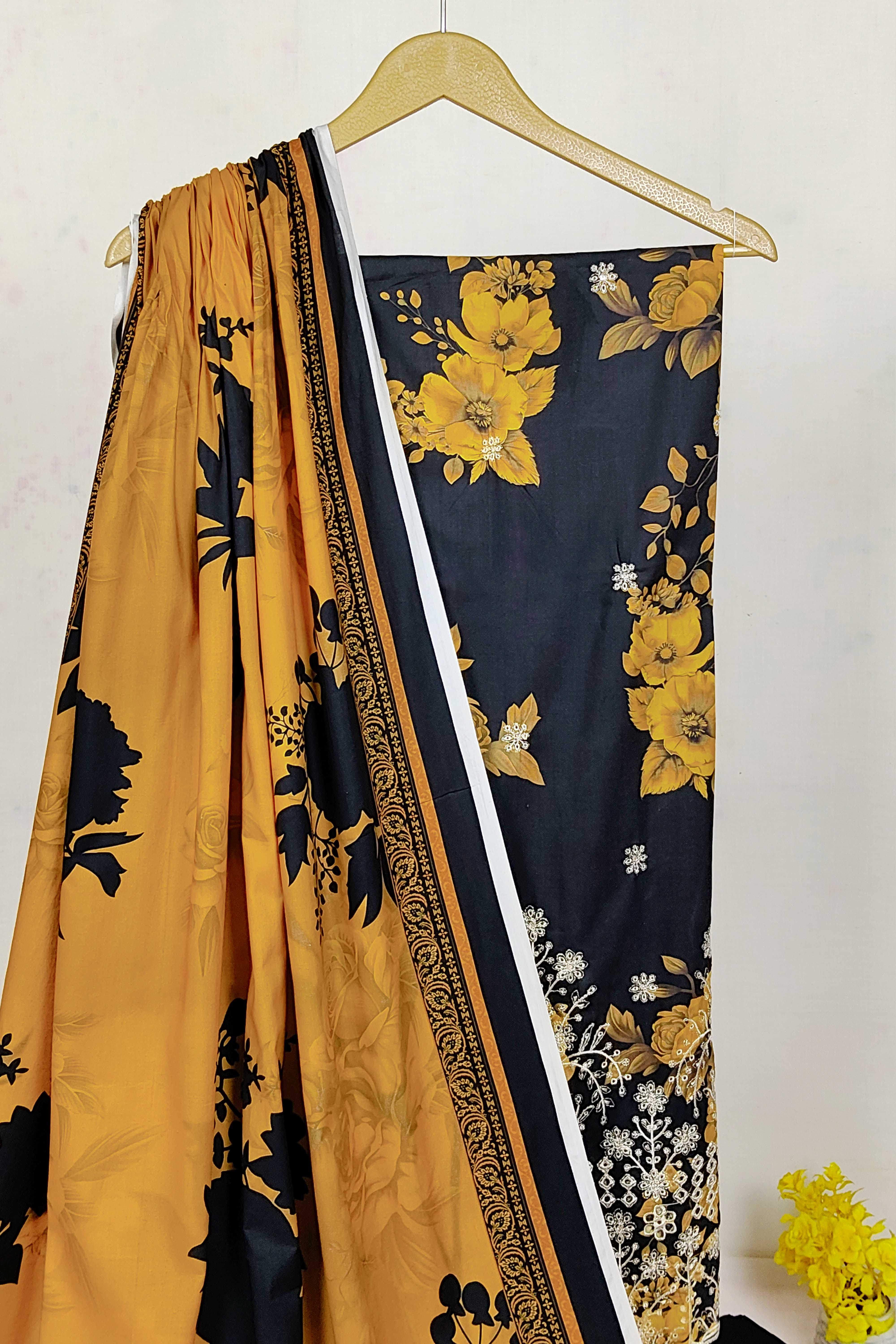 3PC-Embroidered Linen Suit LD21