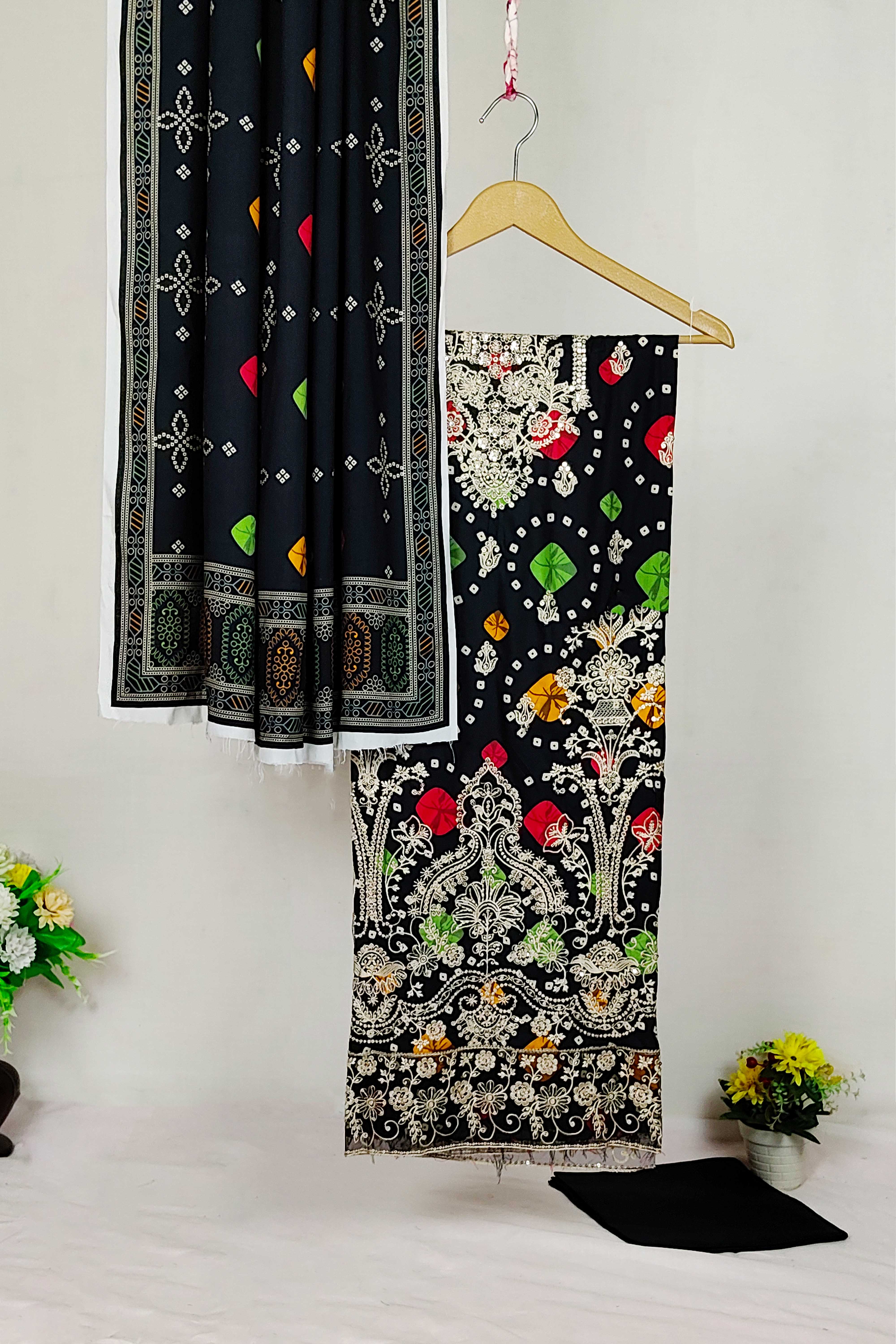 3PC-Embroidered Linen Suit WR24