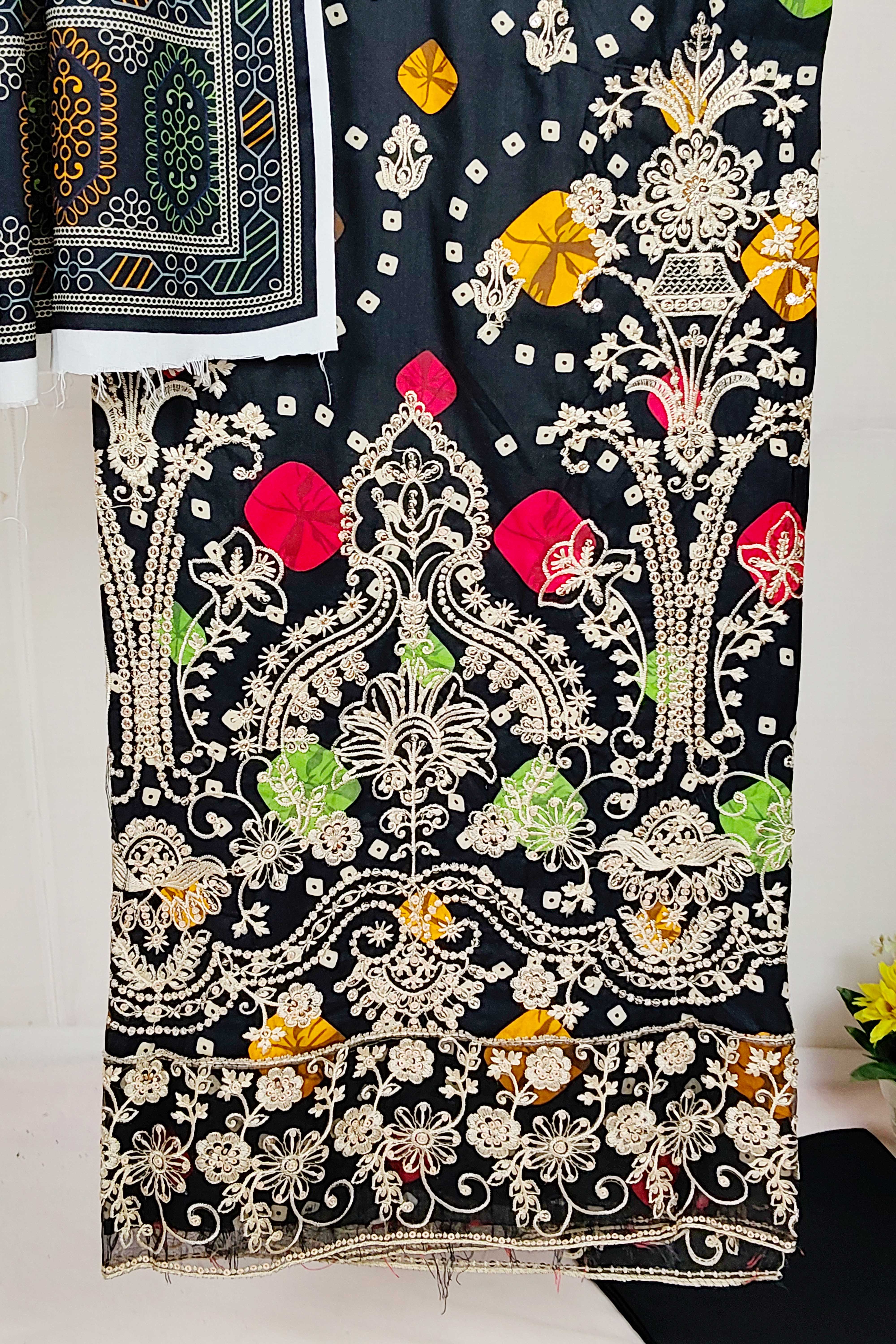 3PC-Embroidered Linen Suit WR24