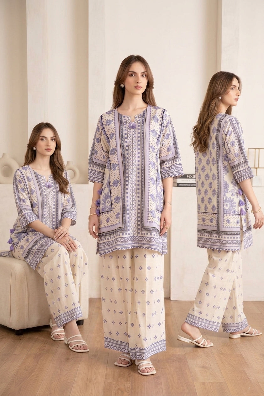 UnStitch 2pc-Printed Lawn Suit D332